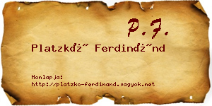 Platzkó Ferdinánd névjegykártya
